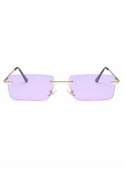 Square Lens Metal Temple Rimless Sunglasses