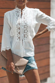 Straight Lace Patchwork White Shirt