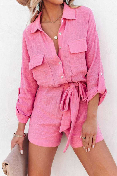 Hotel California Cotton Button Down Utility Romper