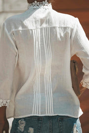 Straight Lace Patchwork White Shirt