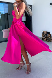 Cutie Pocketed Cutout Slit Midi Dress