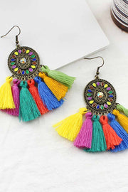 Vintage Colorful Tassel Dream Catcher Earrings Jewelry