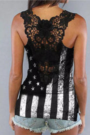 Lace Splicing American Flag Tank