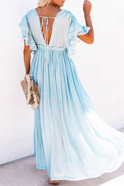 Bohemian Flowy Button-Up Open Front Maxi Cover Up