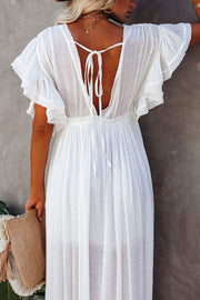 Bohemian Flowy Button-Up Open Front Maxi Cover Up