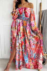 Elegant Tube Top Three-color Printed Maxi Dress