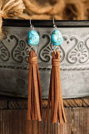 Vintage Turquoise Tassel Drop Earrings