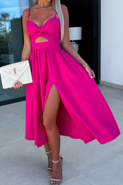 Cutie Pocketed Cutout Slit Midi Dress