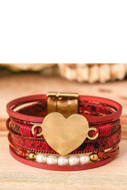 Valentine Heart Pearl Magnetic Buckle Bracelet