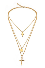 Cross Multi-Layered Adjustable Strap Necklace