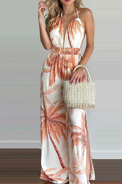 Digital Printing Color Sleeveless Jumpsuit