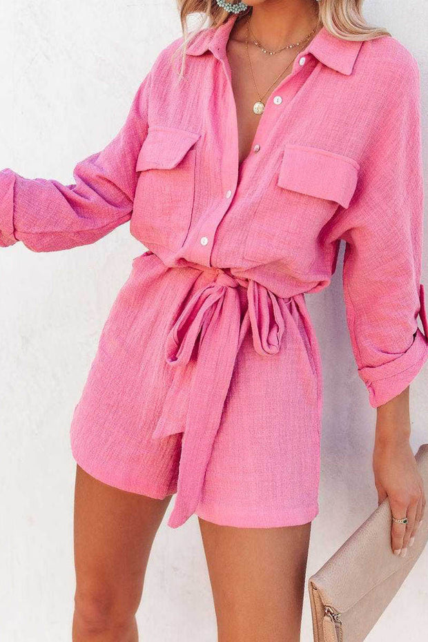 Hotel California Cotton Button Down Utility Romper