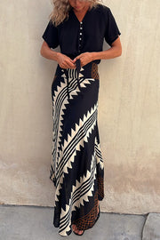 Geometric Print Elastic Waist Maxi Skirt