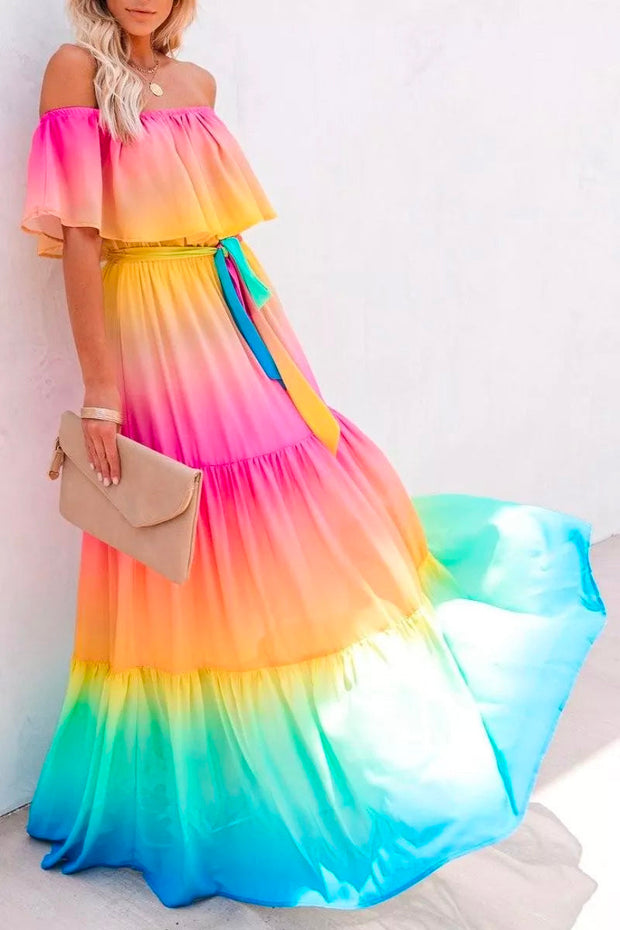 Gradual Change Multicolor Maxi Dress