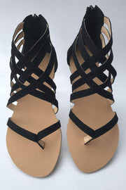 Summer Cross-Tied Zipper Flat Sandals