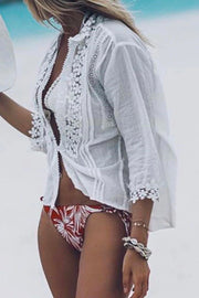 Straight Lace Patchwork White Shirt