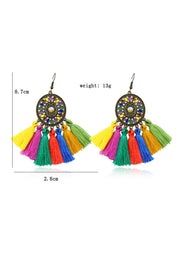 Vintage Colorful Tassel Dream Catcher Earrings Jewelry