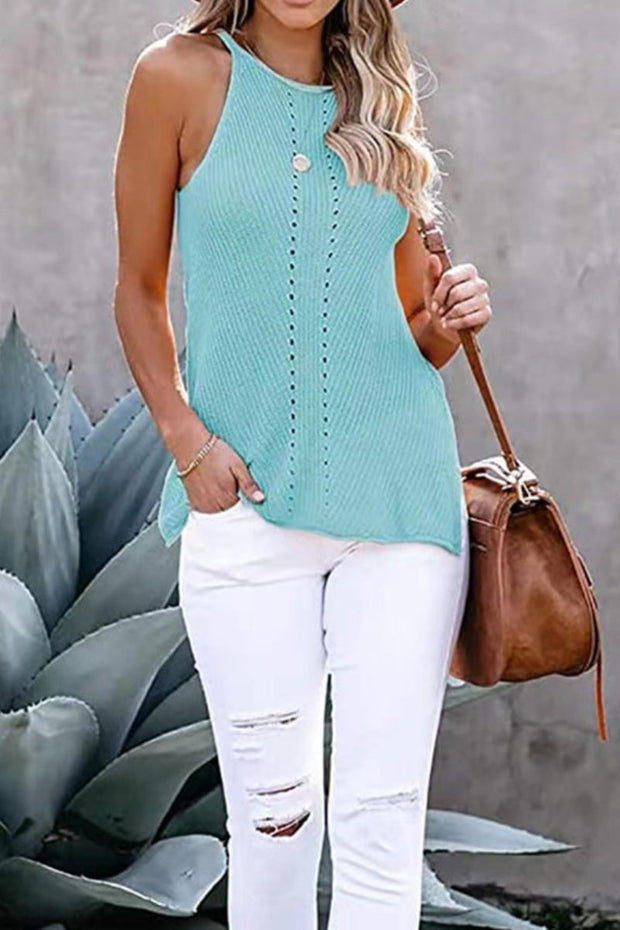 Halter Crew Neck Sleeveless Knit Vest（2 Colors）