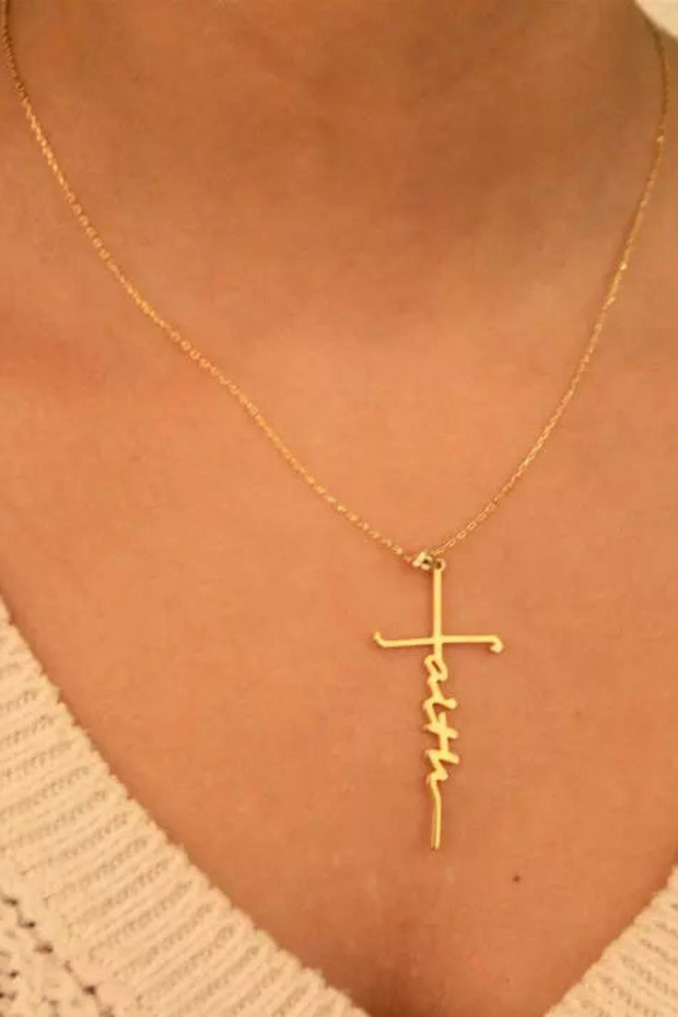 Faith Cross Alloy Pendant Necklace