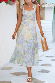 Floral Printed Strap Bandeau Midi Dress