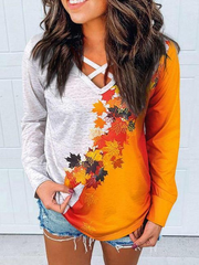 Thanksgiving Maple Leaf Criss-Cross Blouse