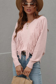 O Neck Tassel Design Sweater