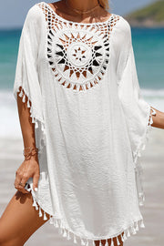 Tassel Hollow out Patchwork Cover-up