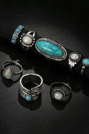 Bohemian Turquoise Bead Ring Set