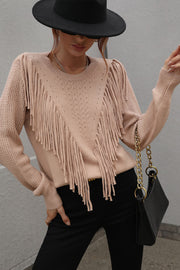 O Neck Tassel Design Sweater