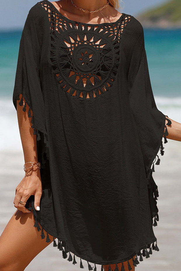 Tassel Hollow out Patchwork Cover-up