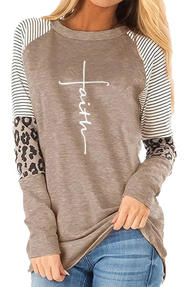 Faith Letter Print Crew Neck T-Shirt