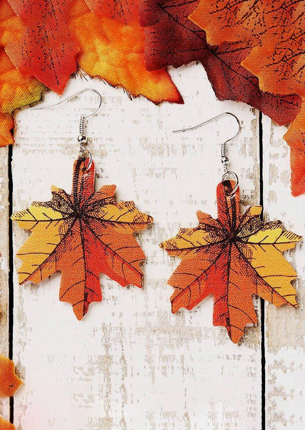 Maple Leaf Plaid Leather Earrings