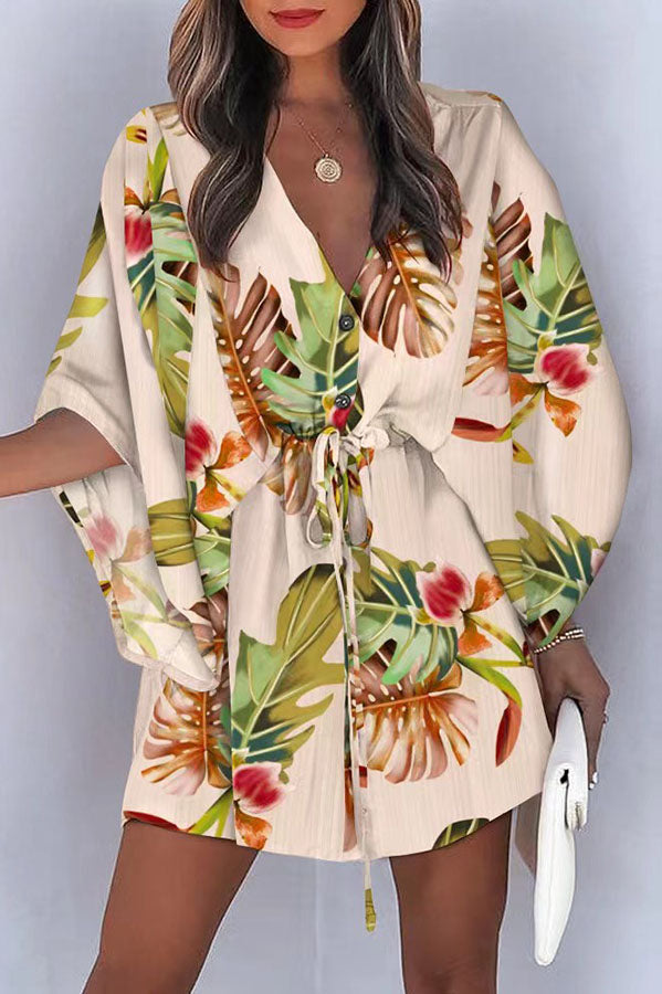 Dynamic Love Printed Batwing Sleeve Dress