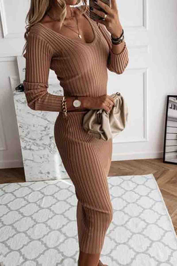 V Neck Casual Long Sweater Dress（3 Colors）