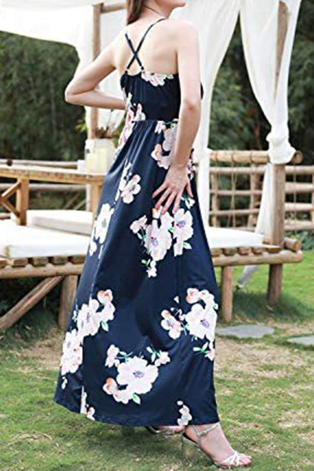 Summer Floral Printed Strap Maxi Dress