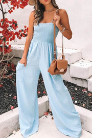 Solid Color Stay A While Gauze Casual Jumpsuit