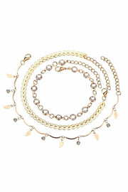 Sparkly Gold Tone Pendant Anklet（Three Piece Set）