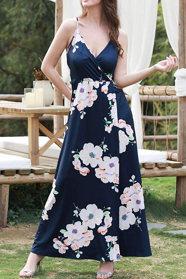 Summer Floral Printed Strap Maxi Dress