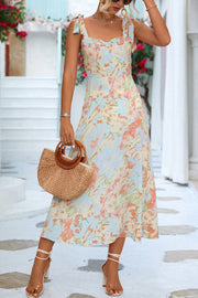 Floral Printed Strap Bandeau Midi Dress