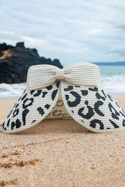 Leopard Bow Straw Hat