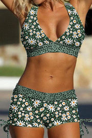 🔥Floral Print Top Pants Two Piece Swimwear