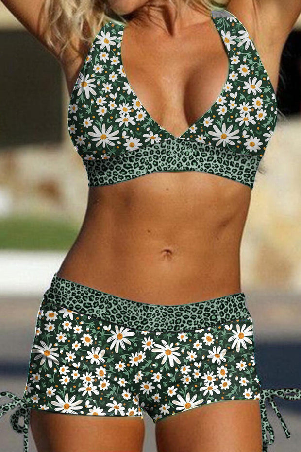 🔥Floral Print Top Pants Two Piece Swimwear