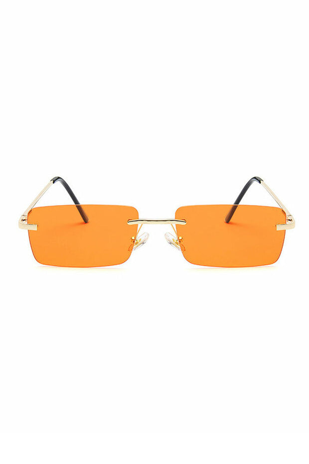 Square Lens Metal Temple Rimless Sunglasses