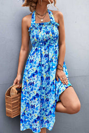 Women’s Print Casual Sleeveless Bohemia Beach Halter Dress