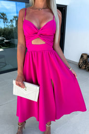 Cutie Pocketed Cutout Slit Midi Dress