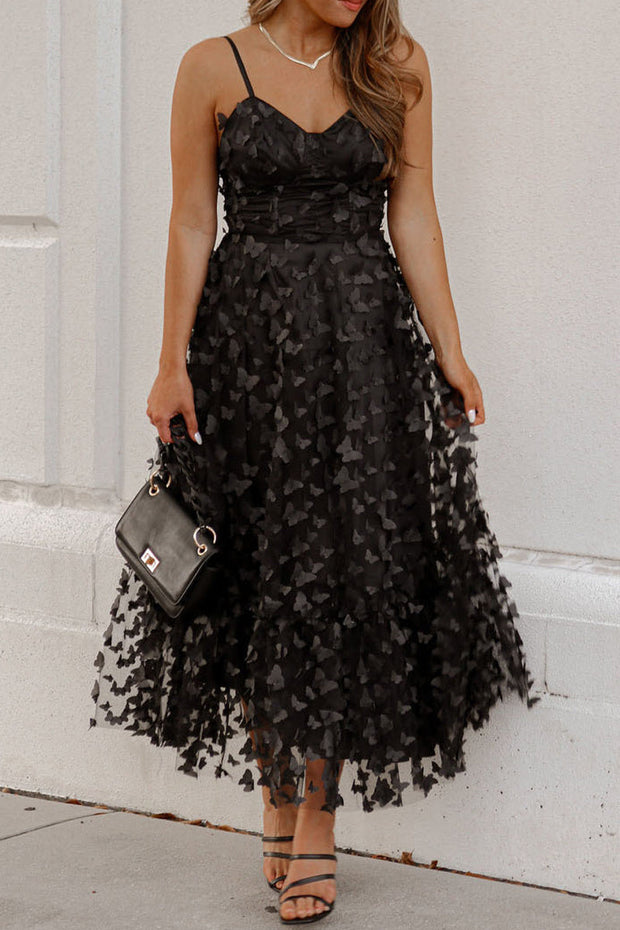 Elegant Strap Lace Midi Dress