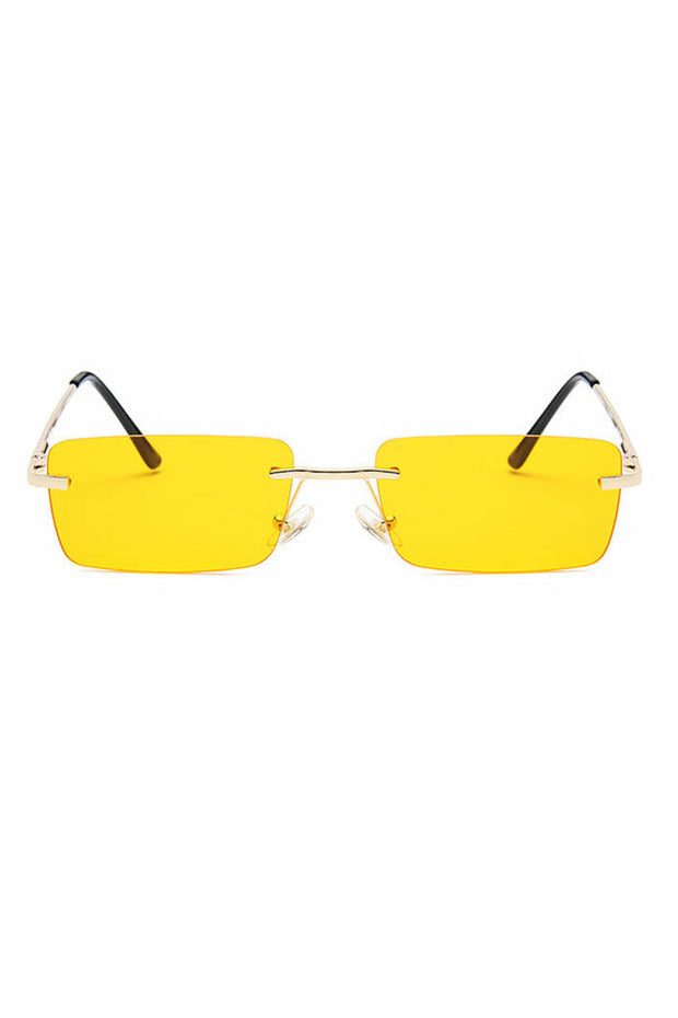 Square Lens Metal Temple Rimless Sunglasses