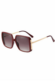 Gradient Metal Temple Square Frame Beach Sunglasses