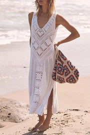 Crochet Hollow Out V-Neck Cover Up