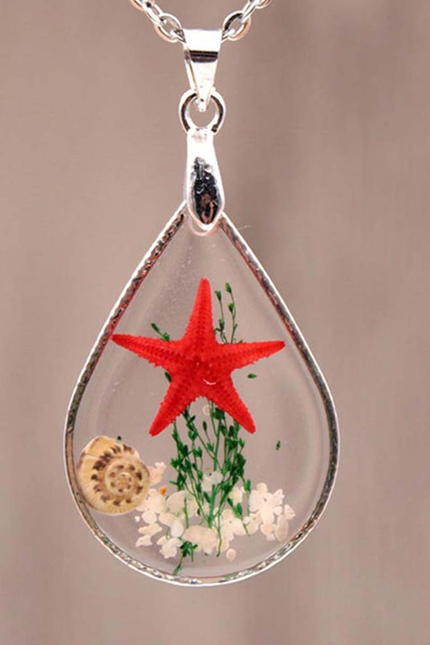 Resin Epoxy Natural Starfish Specimen Pendant